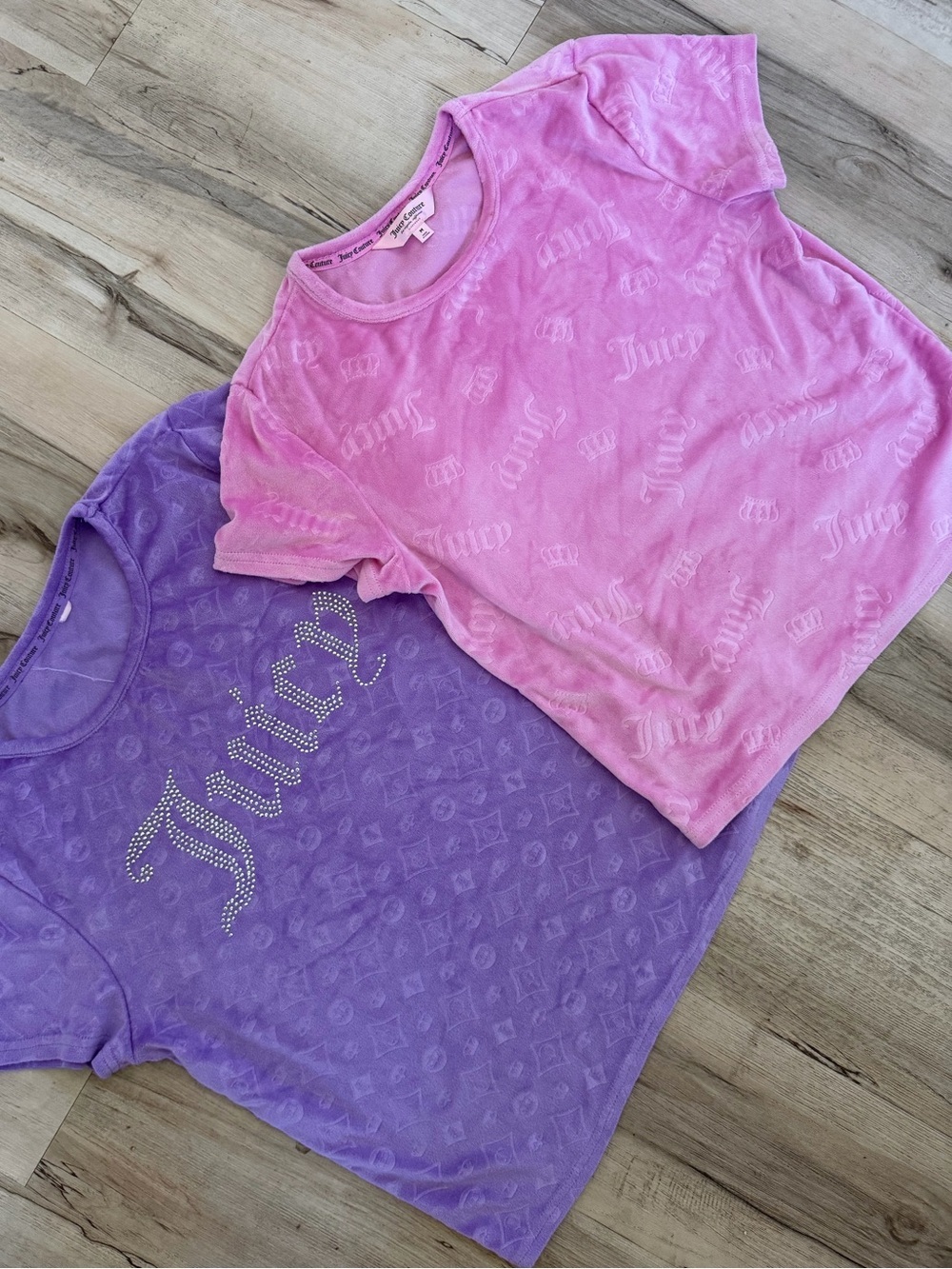 Juicy Couture Velour Graphic Baby Tees Pink Purple Bundle